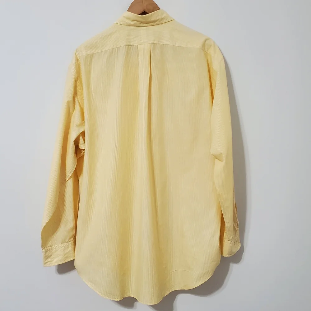 Ralph Lauren Yarmouth Yellow Striped Button Down Shirt 16.5 Neck - Picture 6 of 8
